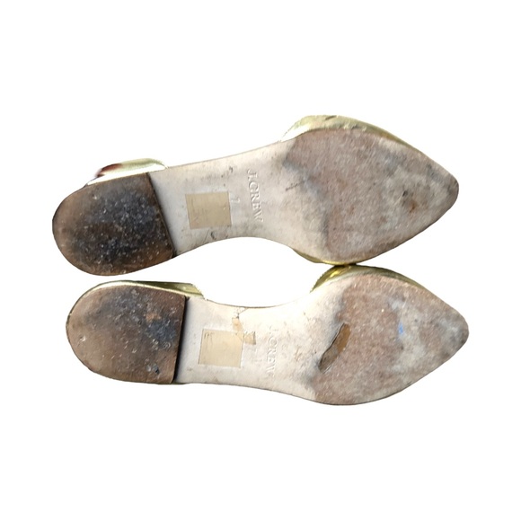 J. Crew Gold D'Orsay Flat Size 37 6.5 7 Womens Slip on Shoes - Picture 8 of 8
